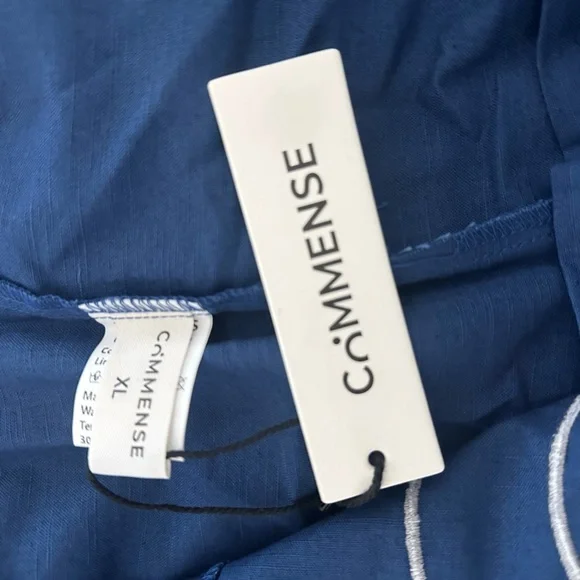 Commense Cotton Linen Blue Sleeveless Cut Out Dress - Picture 5 of 6